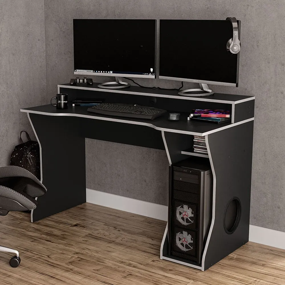 Enzo - Gaming Desk - Black/Silver - Wooden - Happy Beds 1