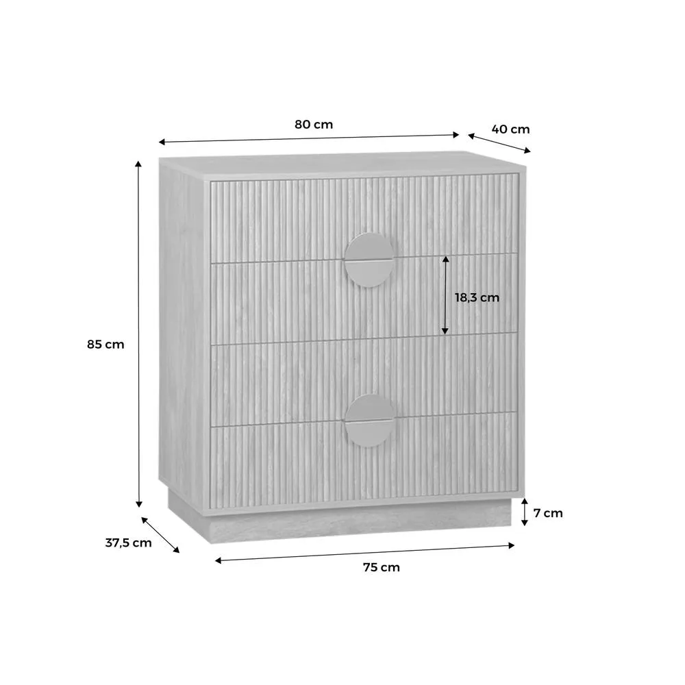 sweeek 4-drawer Chest With Grooved Mango Wooden Effect in Brown 5