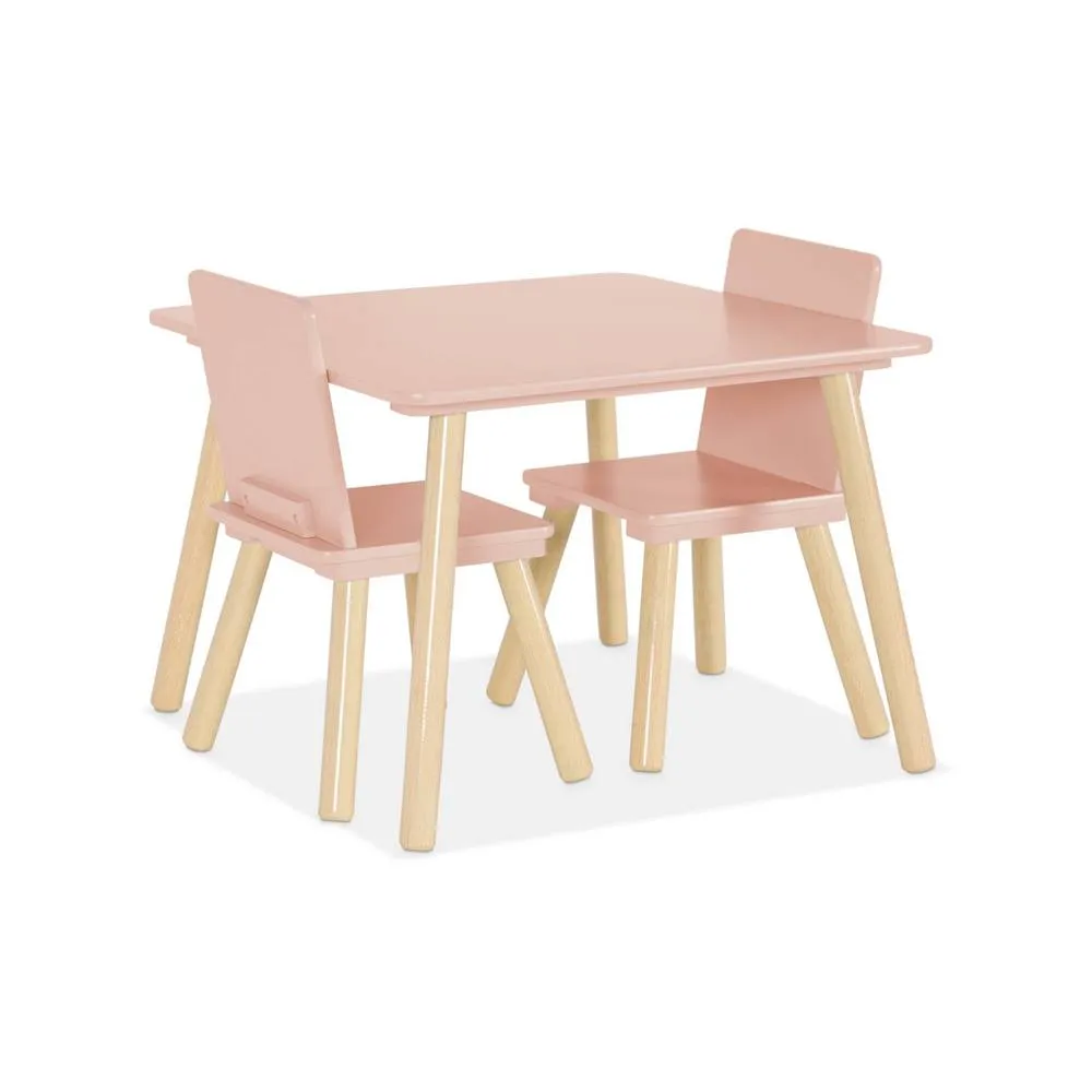 sweeek Children's square table with 2 chairs pine legs in Pink 6