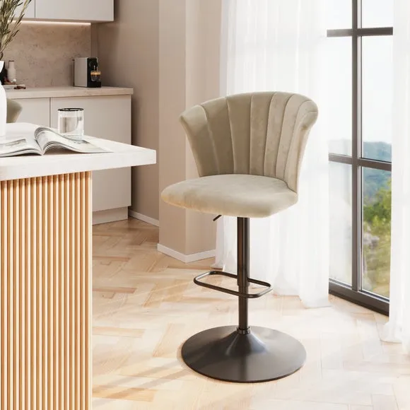 Kendall Bar Stool with Black Legs, Velvet 1