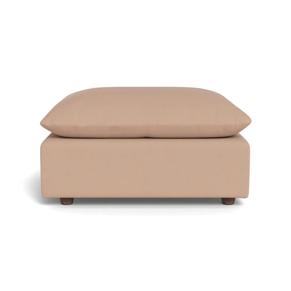 Heal's Astrid Ottoman Capelo Linen-Cotton Rosedale Walnut Stained Beech Feet 1