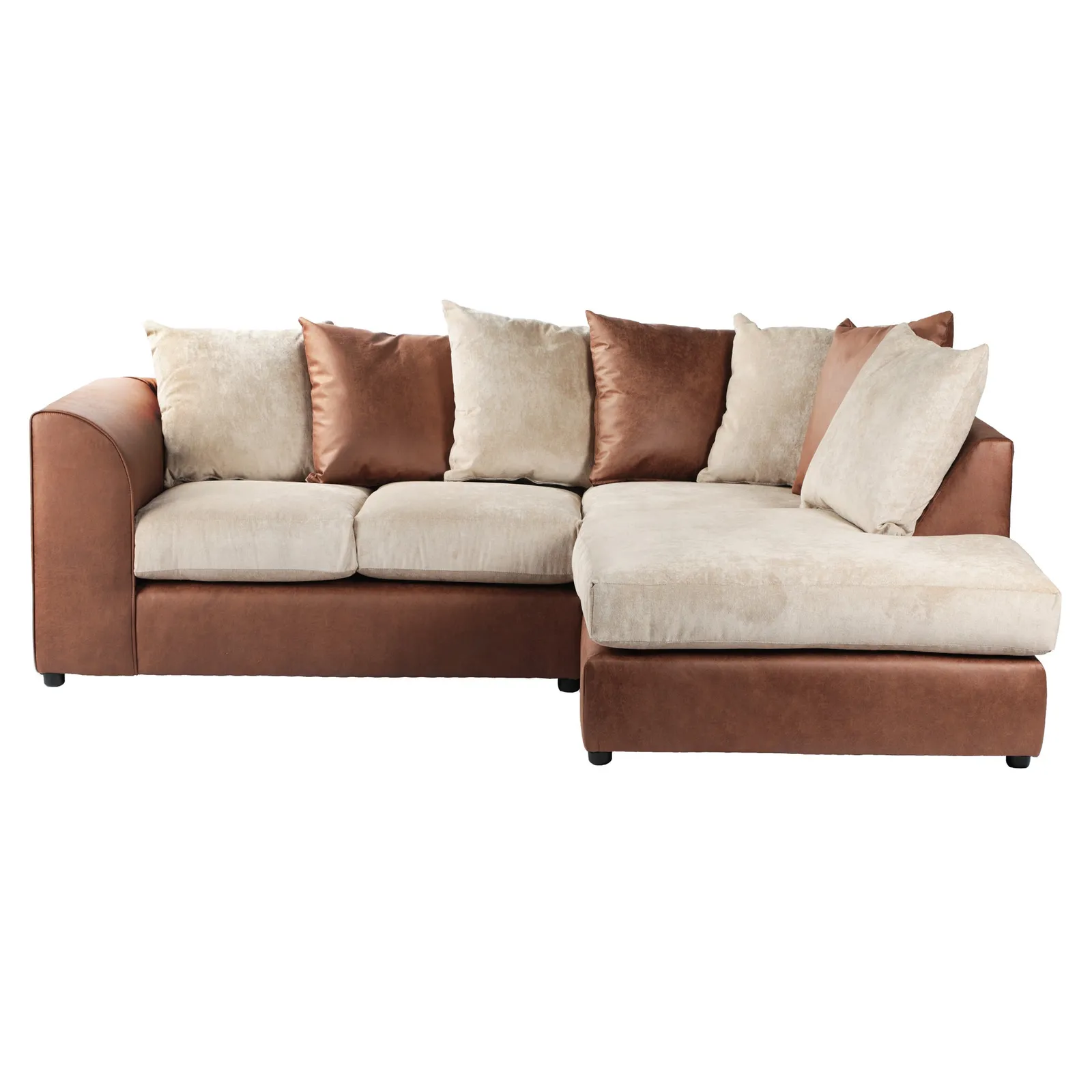 Blake Fabric Combo Right Hand Corner Sofa Brown