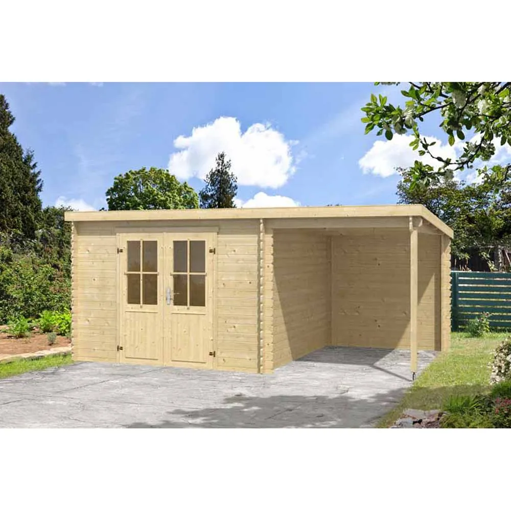 Lasita Maja Ltd Tampa-Log Cabin, Wooden Garden Room, Home Office - L501xW319xH210.9 cm in Brown