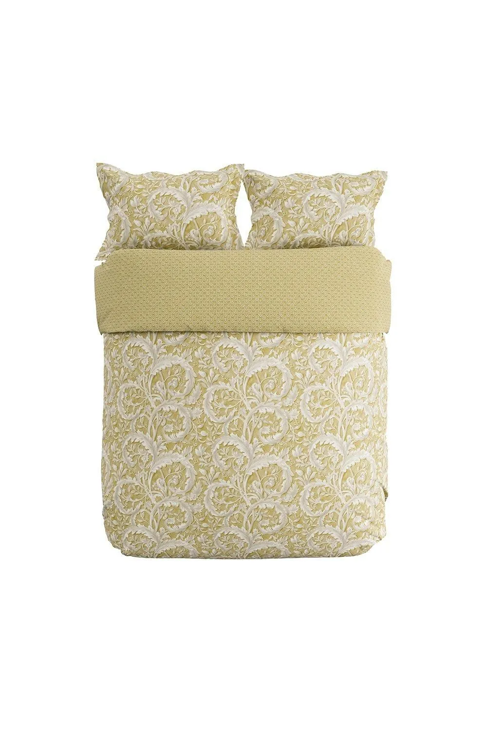 Sanderson 'Tila Lime' Cotton Percale Duvet Cover Set in Gold 4
