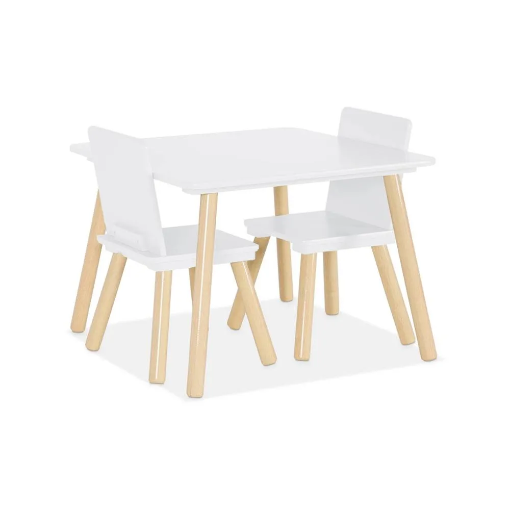 sweeek Children's square table with 2 chairs pine legs in White 6