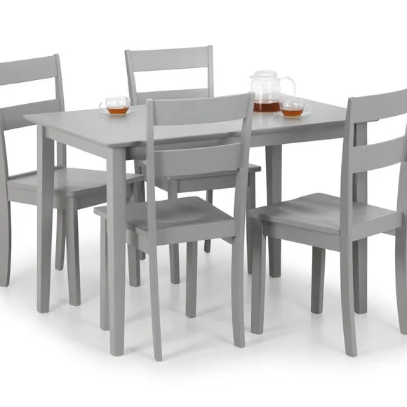 Kobe 4 Seater Rectangular Small Dining Table with 4 Chairs, Grey 2