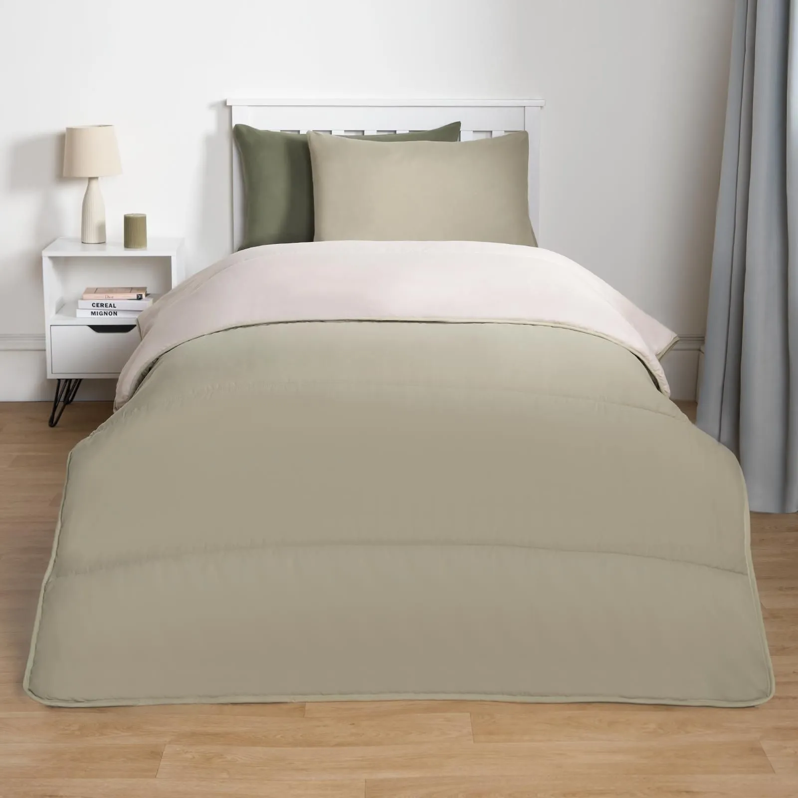 OHS Soft Coverless 10.5 TOG Duvet Set Pillowcase Quilted Cover in Pale Green