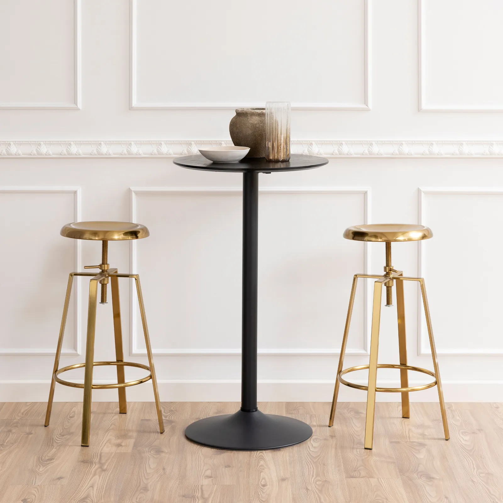 Furniture To Go Goose Bar Stool Without Back in Gold Brushed Steel With Adjustable Height 5