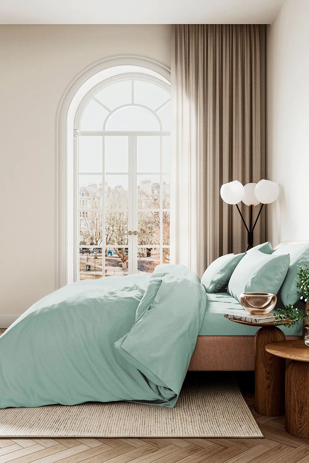 1951 'Luxury 400 Thread Count' Cotton Sateen Large Pillowcase Pair in Green 4