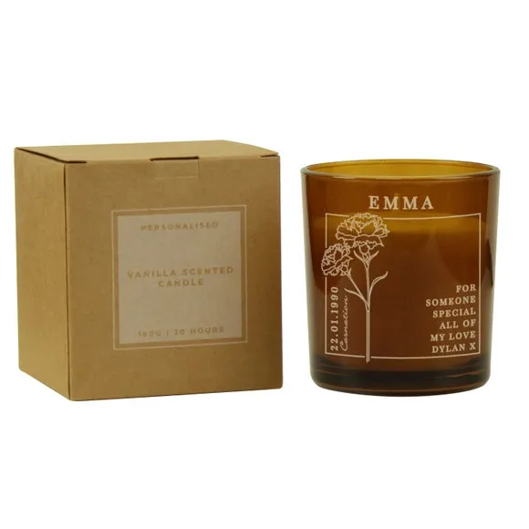 Personalised January Birth Flower Glass Candle 4