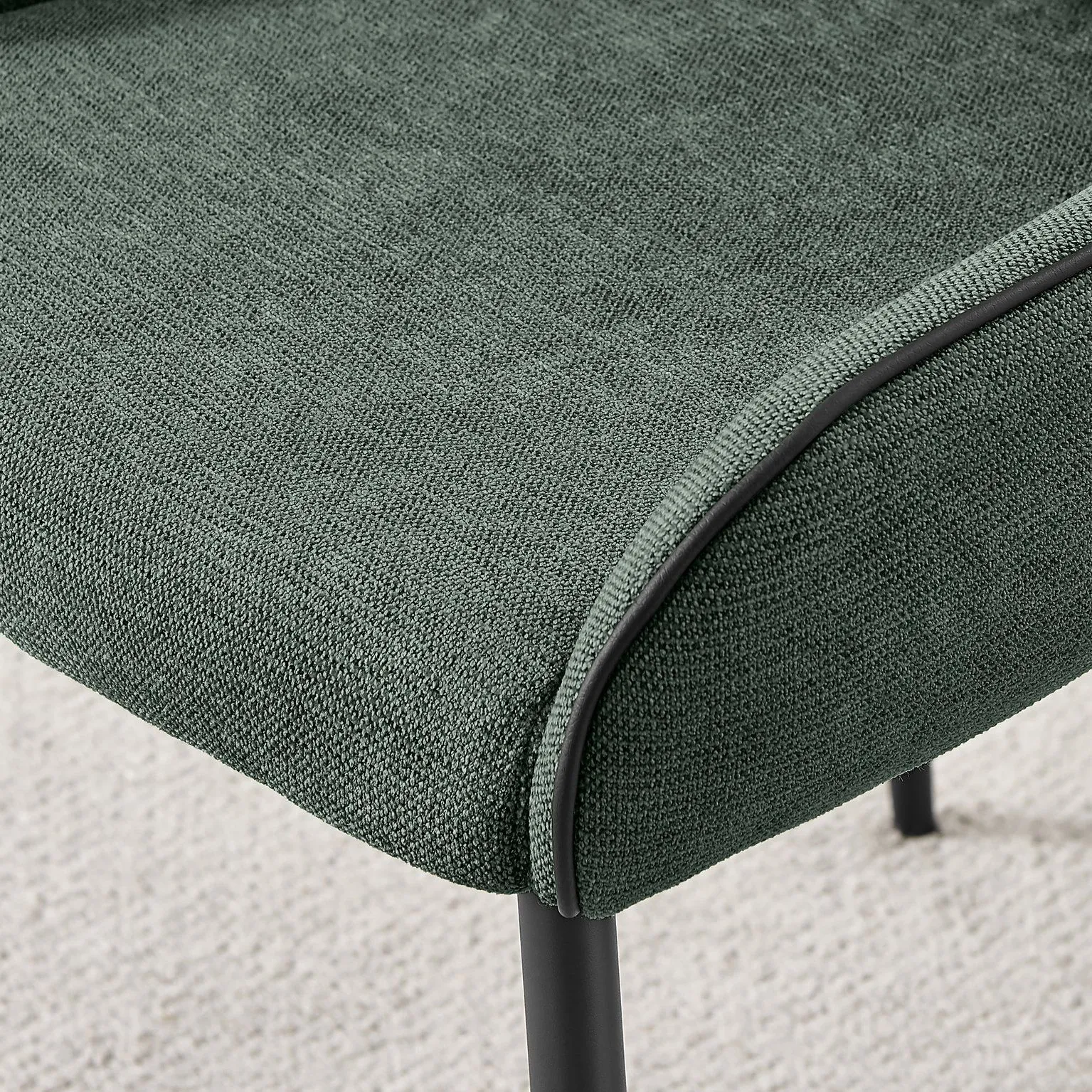 FurnitureboxUK Beaumont 2x Fabric Black Leg Dining Chair in Green 6