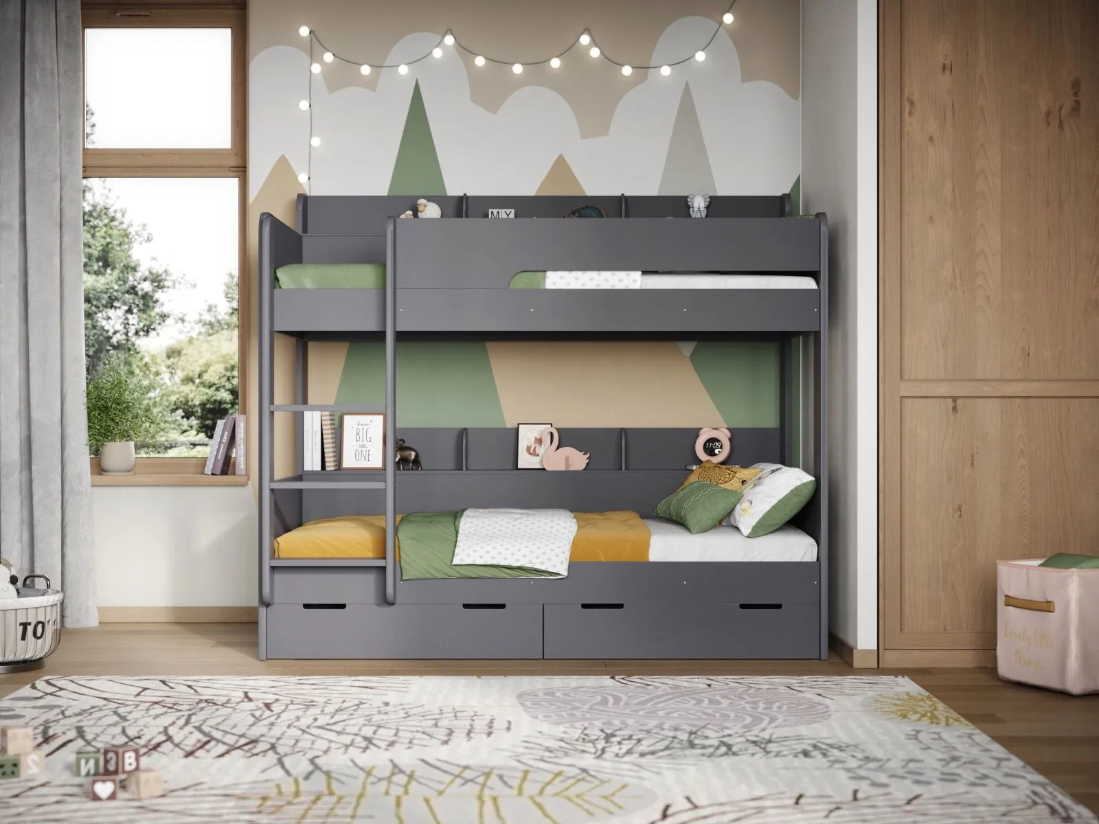 Flair Eddie Storage Bunk Bed in Grey 5