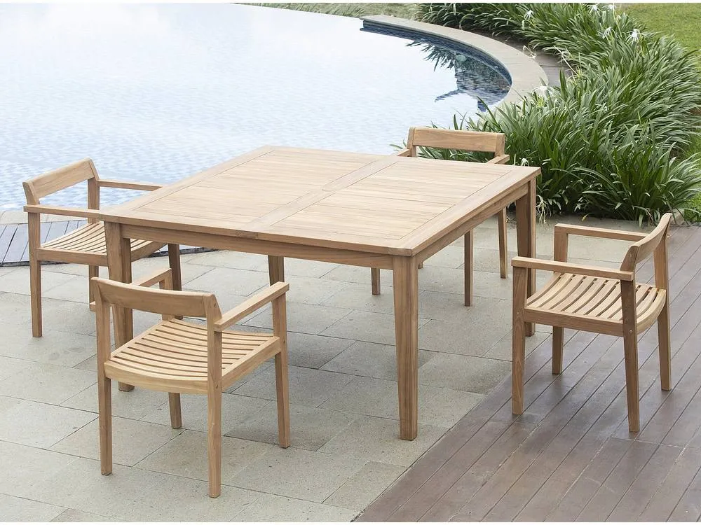Vente-unique Square Teak Garden Dining Table L.140 Cm - Light Natural - ALLENDE By in Light Oak 4
