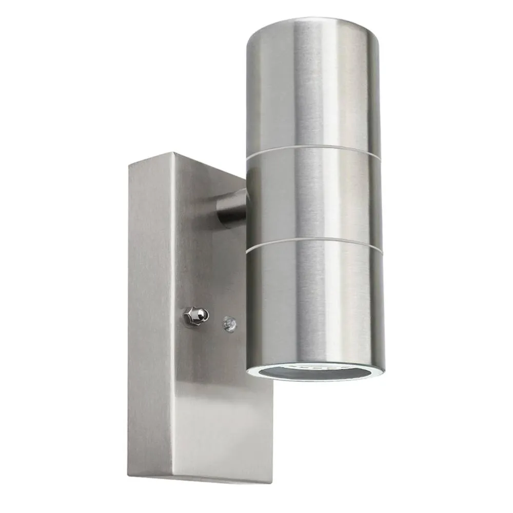 First Choice Lighting Set of 2 Blaze - Marine Grade Stainless Dusk Dawn Sensor Wall Lights in Silver 2
