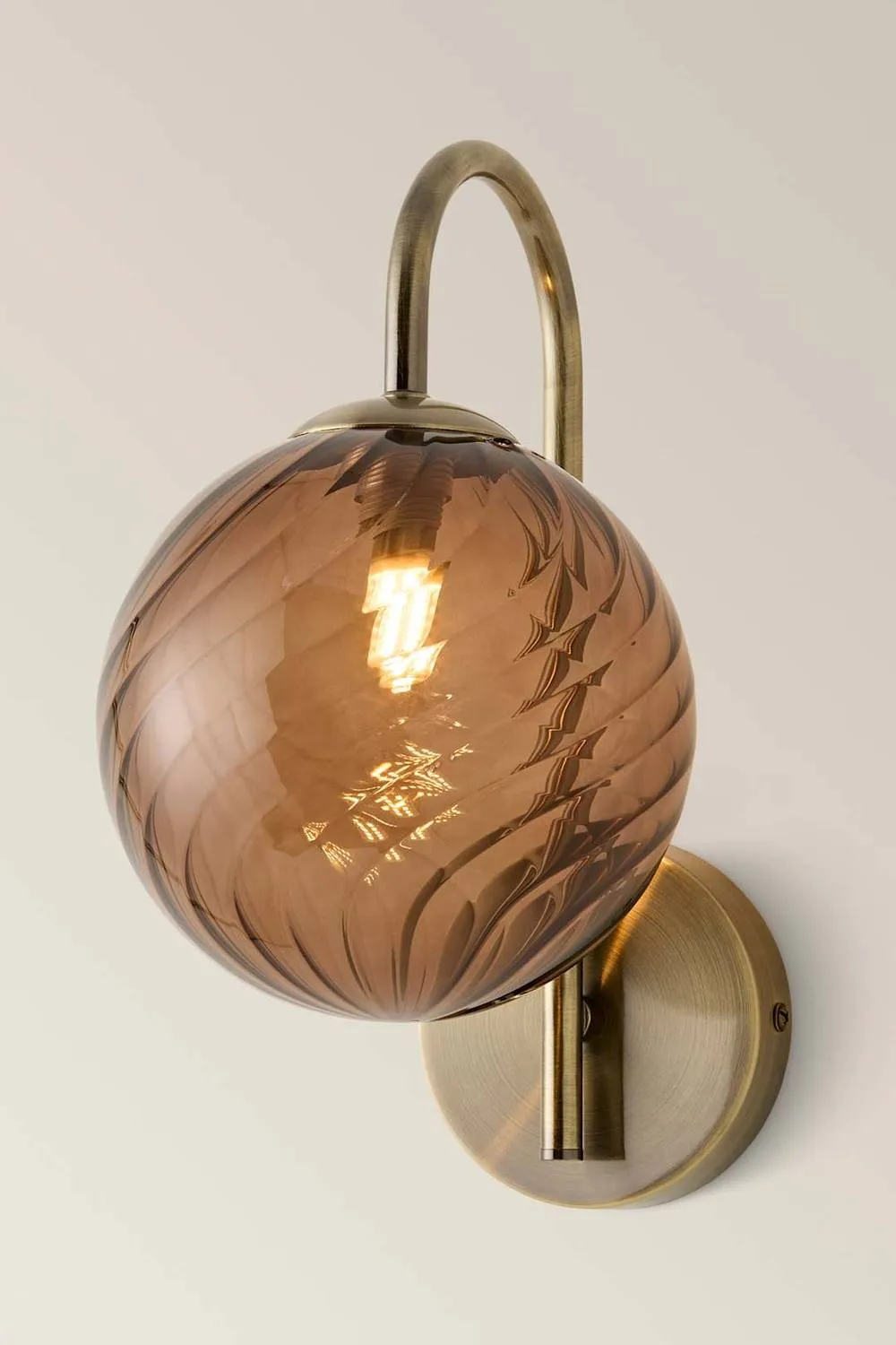ValueLights Sydney Pair Glass Swirl Shades Metal Wall Light Fittings in Bronze 4