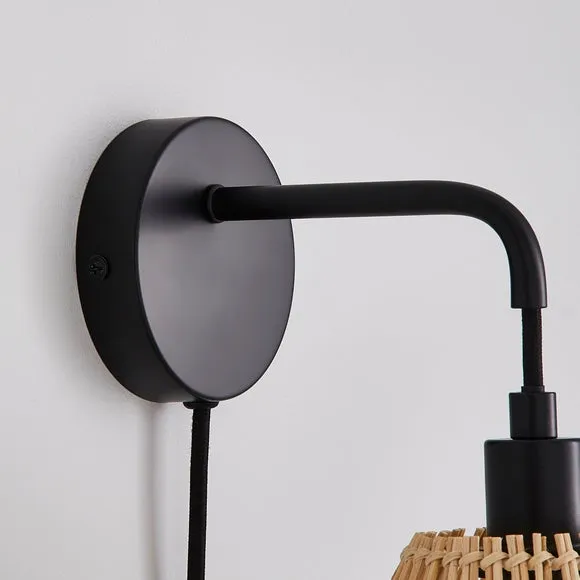 Elements Jaula Rattan Plug In Wall Light 4