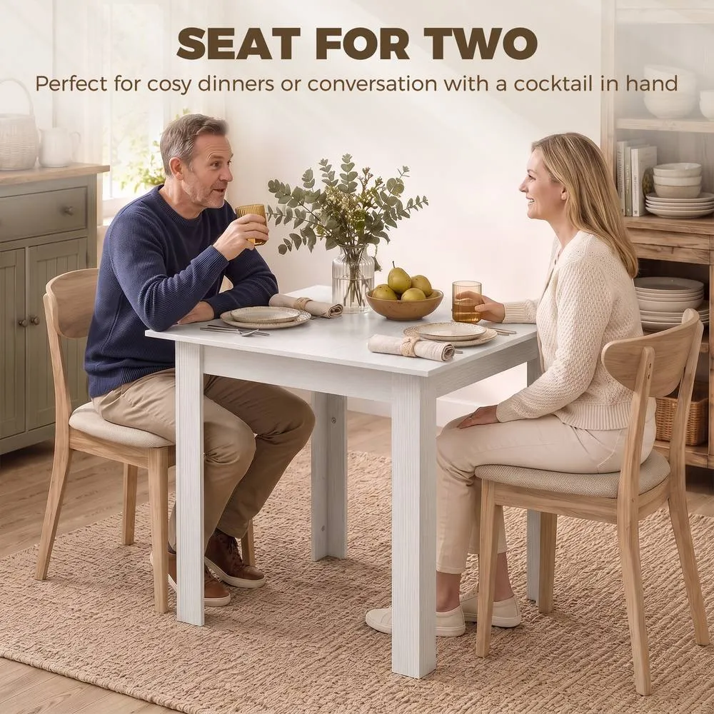 HOMCOM Square Dining Table, Kitchen Table with White Wood Effect 4