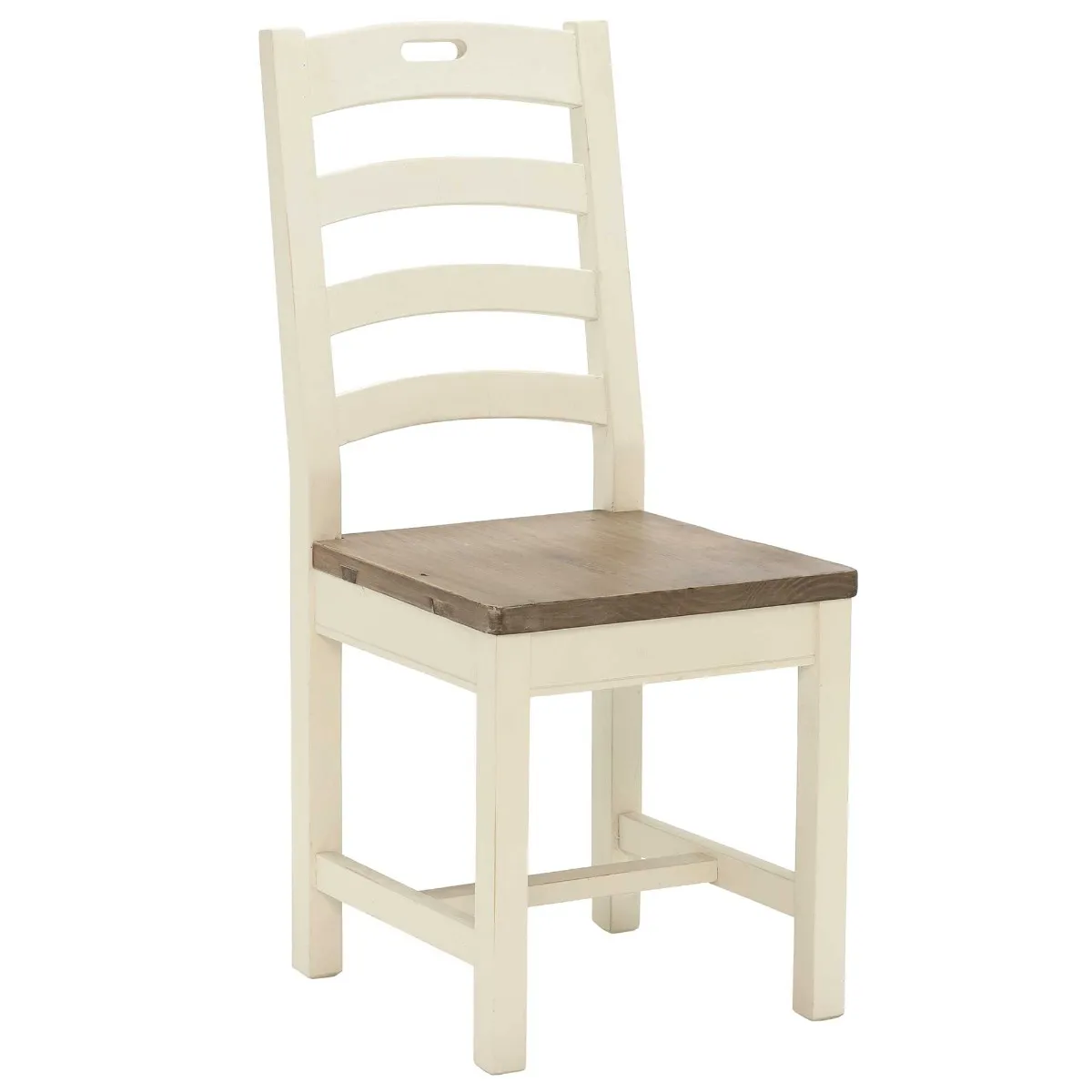 Carisbrooke Dining Chair with Square Legs and Wooden Seat, Stucco White