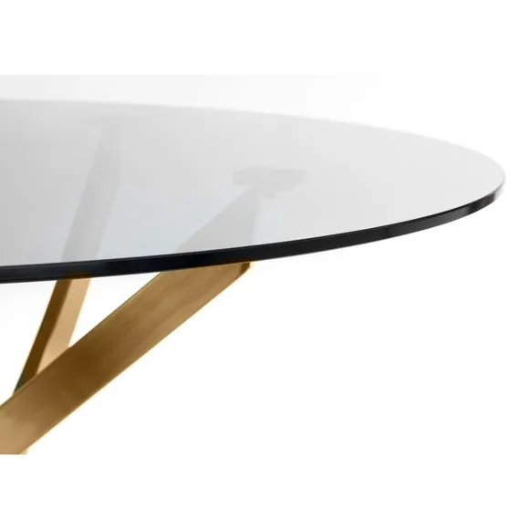 Montero 4 Seater Round Dining Table, Gold Top 5