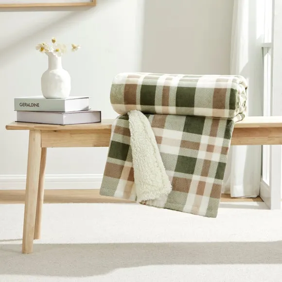 Check Sherpa Throw Blanket, 130cm x 180cm 1