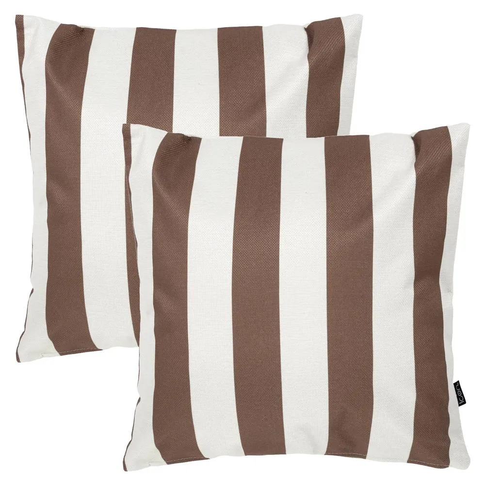 icon 2 Pack Cushion 43x43 Kyoto Fabric, Stripe, Chocolate