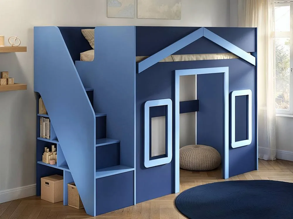Flair Nixon Playhouse High Sleeper with Storage in Navy 2