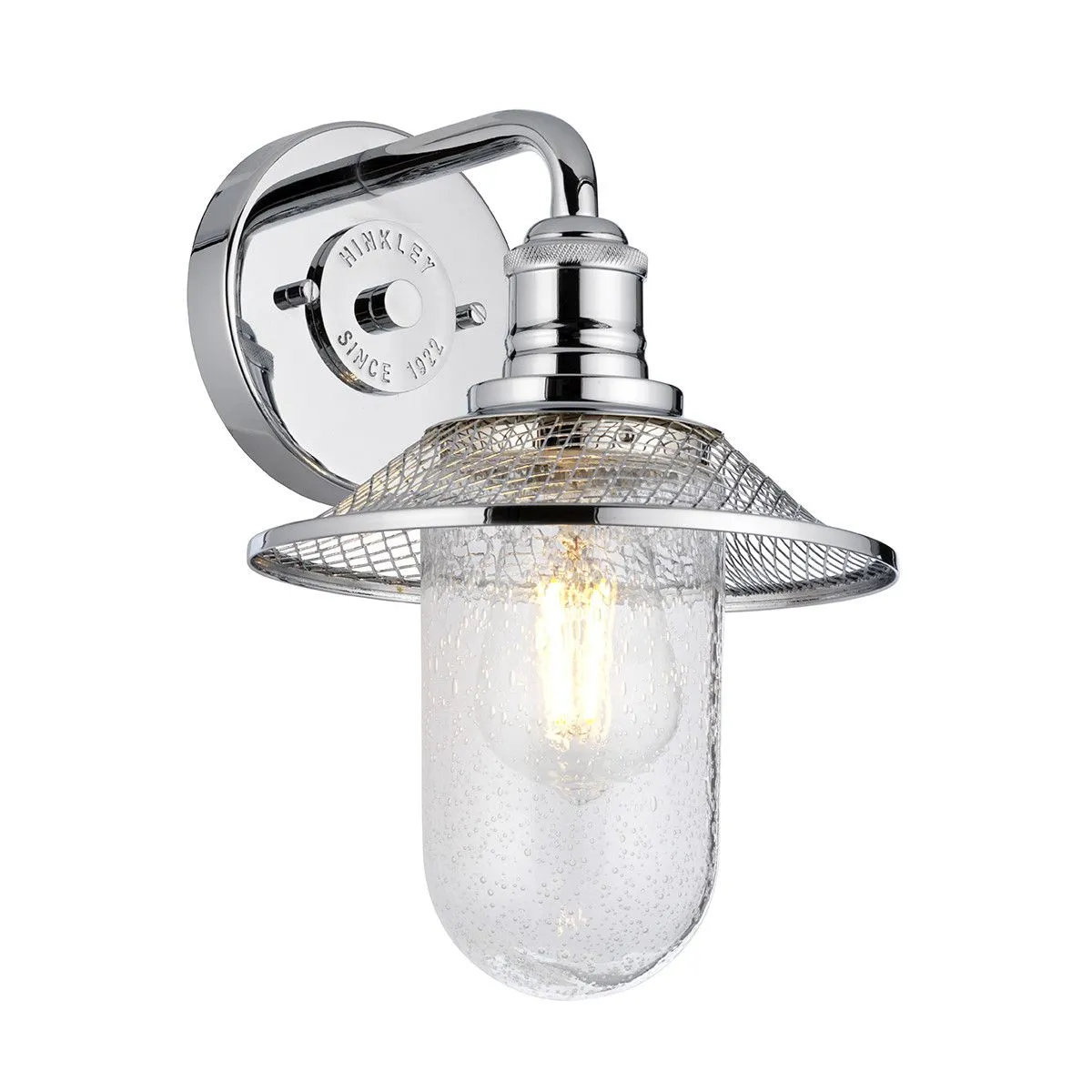 Netlighting Hinkley Rigby 1 Light Wall Light Polished Chrome IP44 in Grey