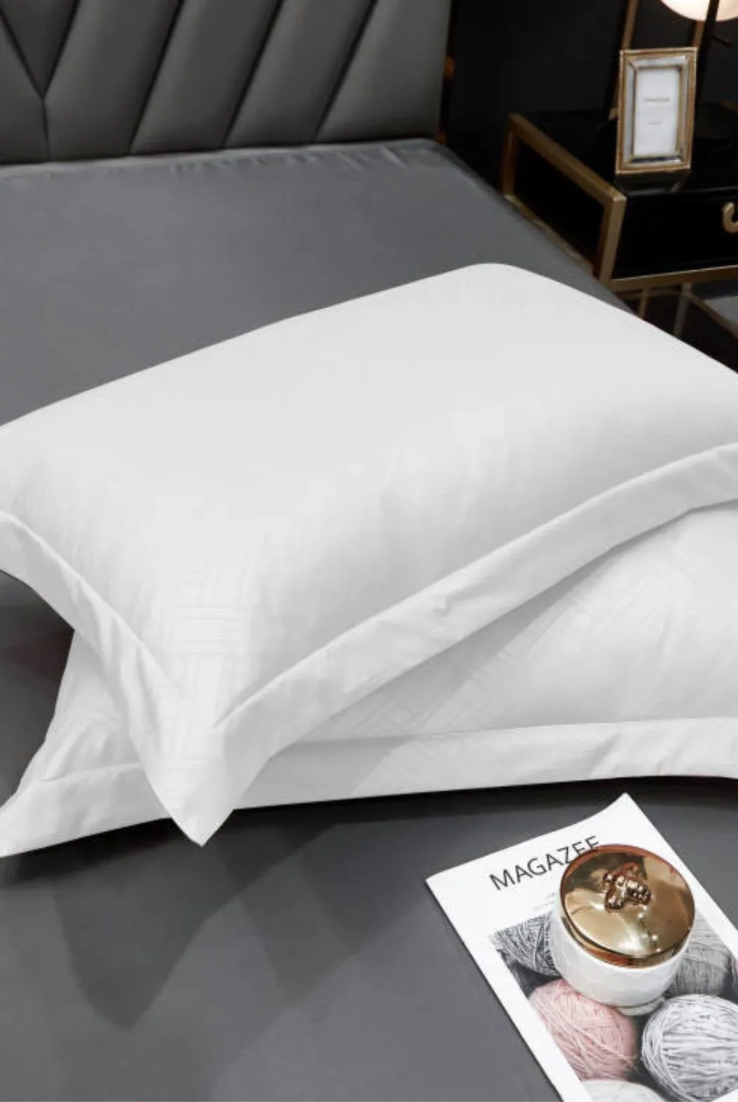 Ezysleep 100% Egyptian Cotton White Oxford Pillowcase Set 1