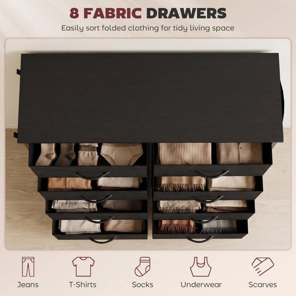HOMCOM Fabric Chest of Drawers, 8 Drawer Dresser for Bedroom, Black 4