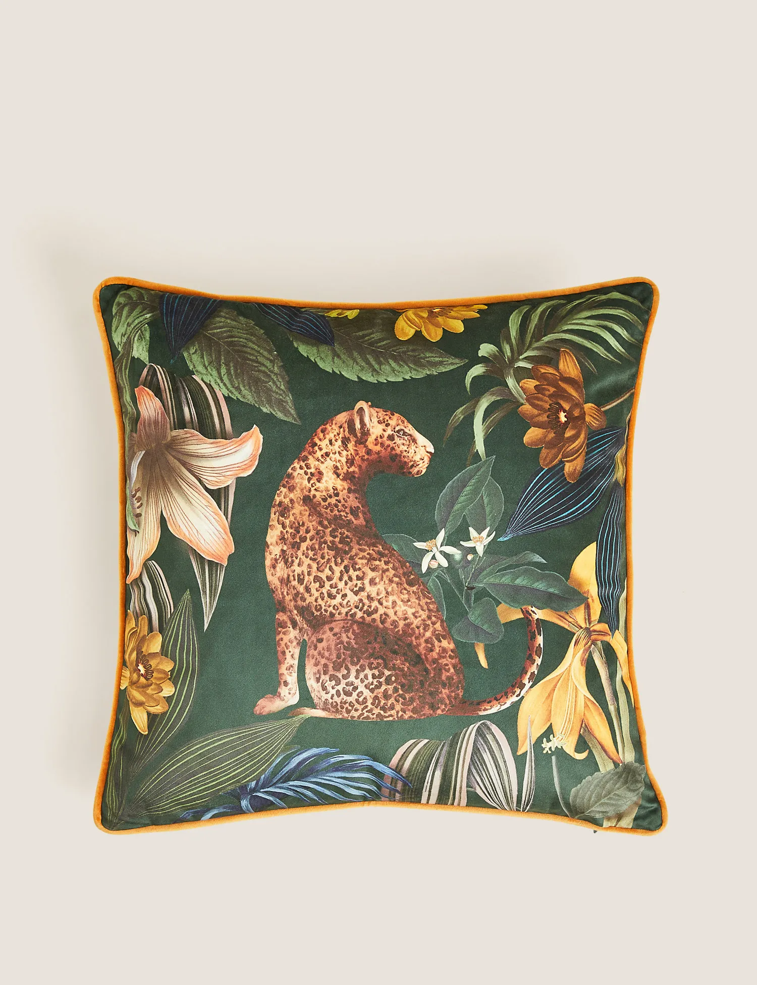 M&S Velvet Leopard Jungle Print Cushion