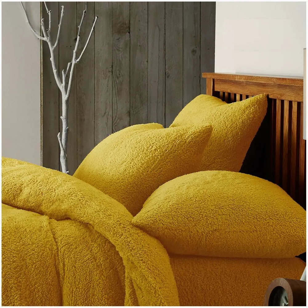 Smart Living Luxury Teddy Plain Duvet Cover & Pillowcase Set in Pale Orange 3