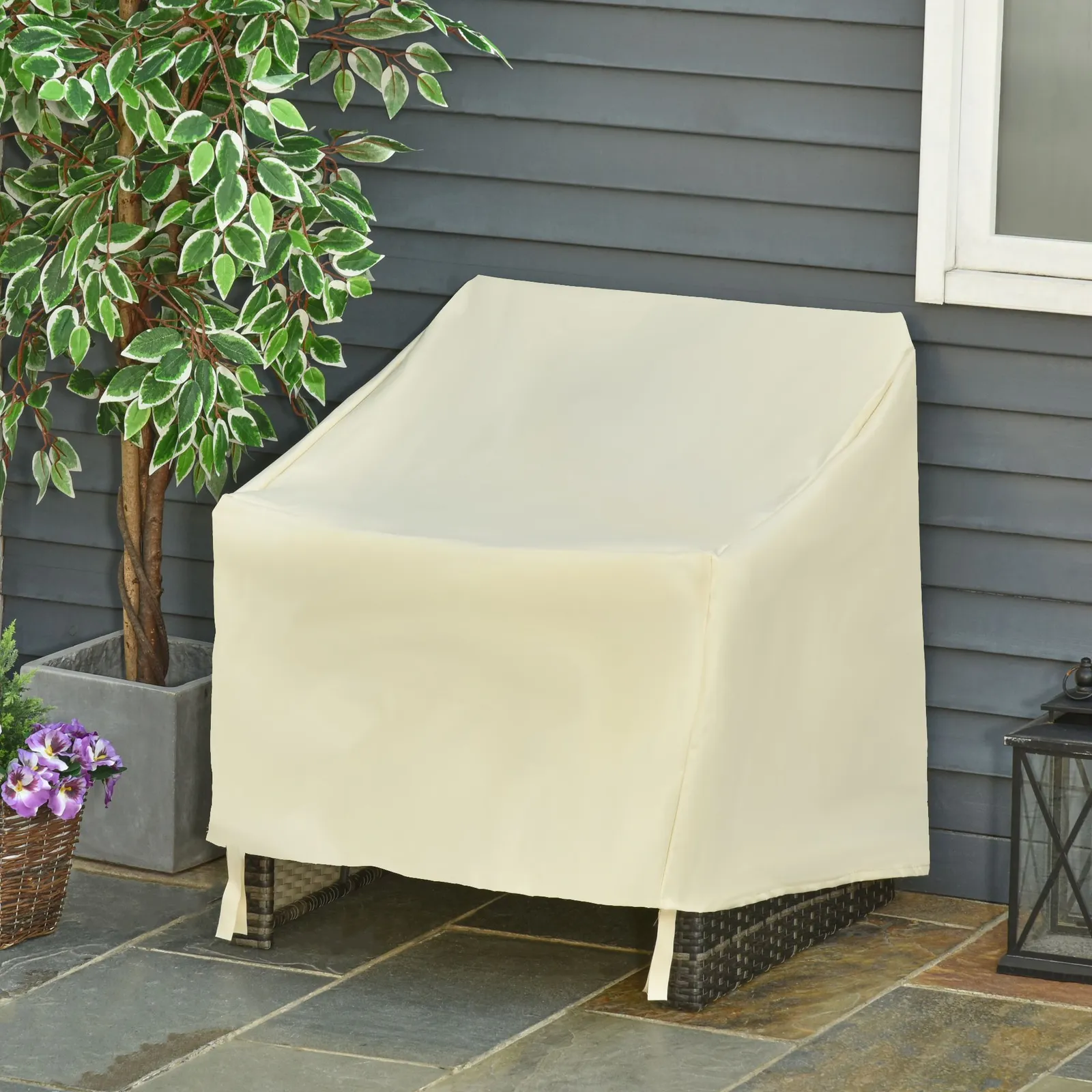 OUTSUNNY Furniture Cover Single Chair Protector 600D Oxford 68x87x44-77cm in Beige