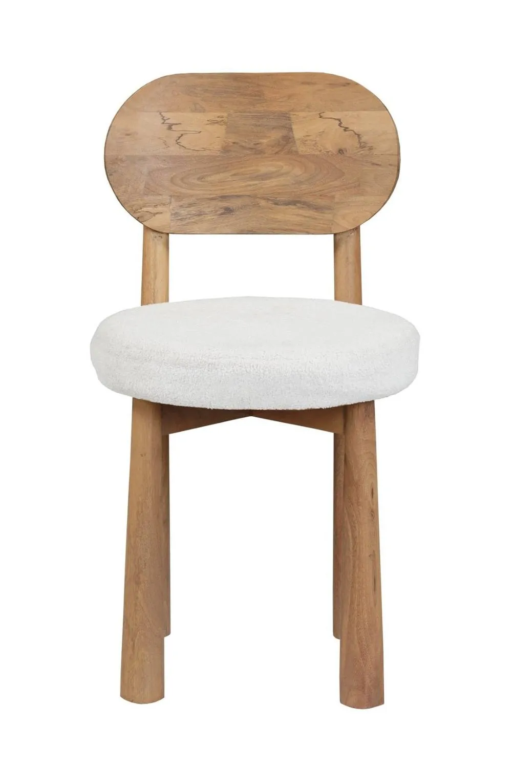 IH Design Yealmpton Solid Wood Dining Chair Set of 2 with Boucle Seat in Tan 3