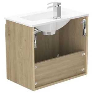 Newland Natural Oak Slimline Basin Suspended Double Door Unit - 600mm 2