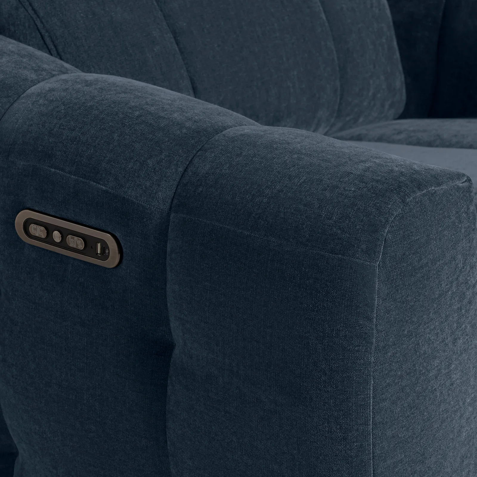 Montgomery Power Recliner Chair & Headrest, Navy Fabric | Barker & Stonehouse 3