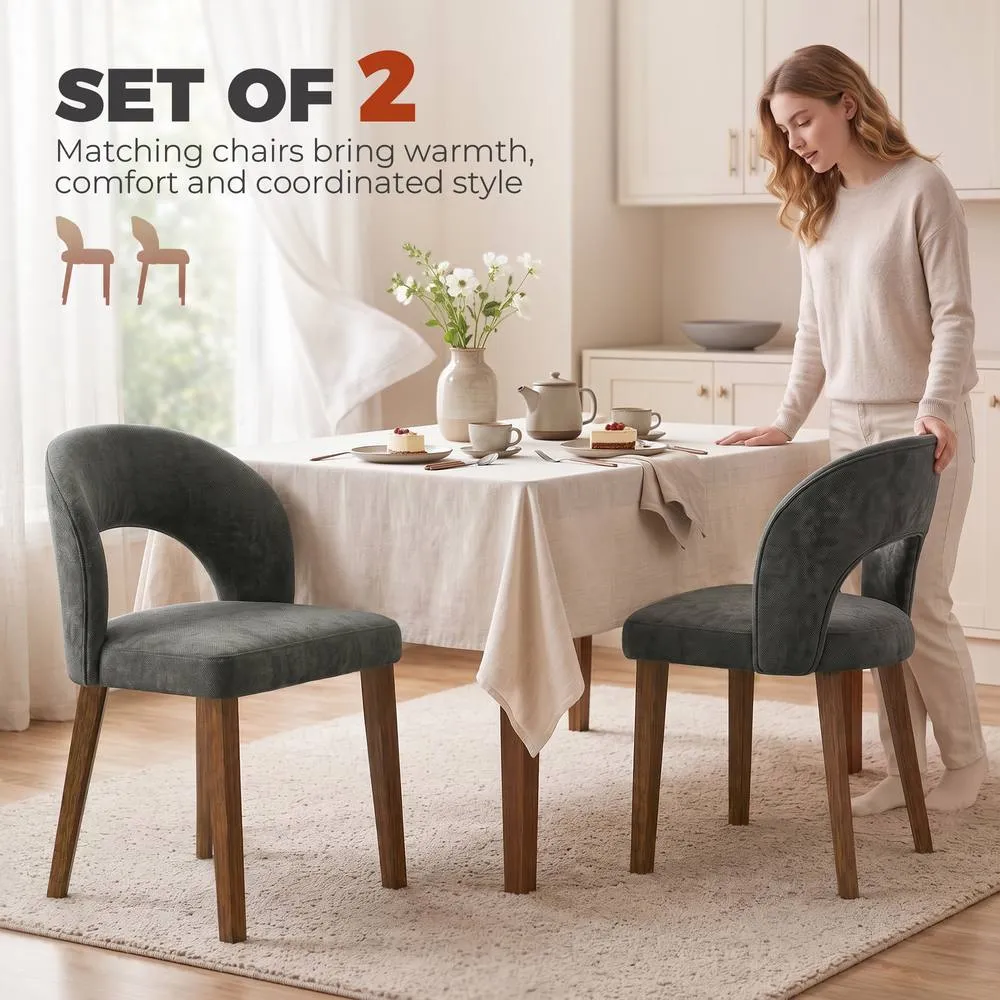 HOMCOM Modern Dining Chairs Set of 2 with Padded Seat, Backrest, Dark Grey 4