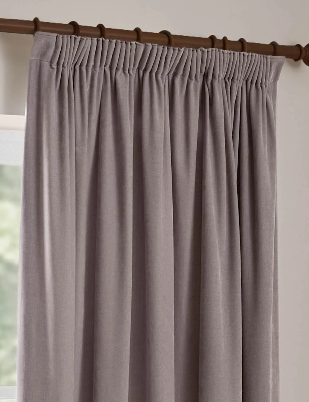 YARD Chenille Velvet Pencil Pleat Curtains Mauve
