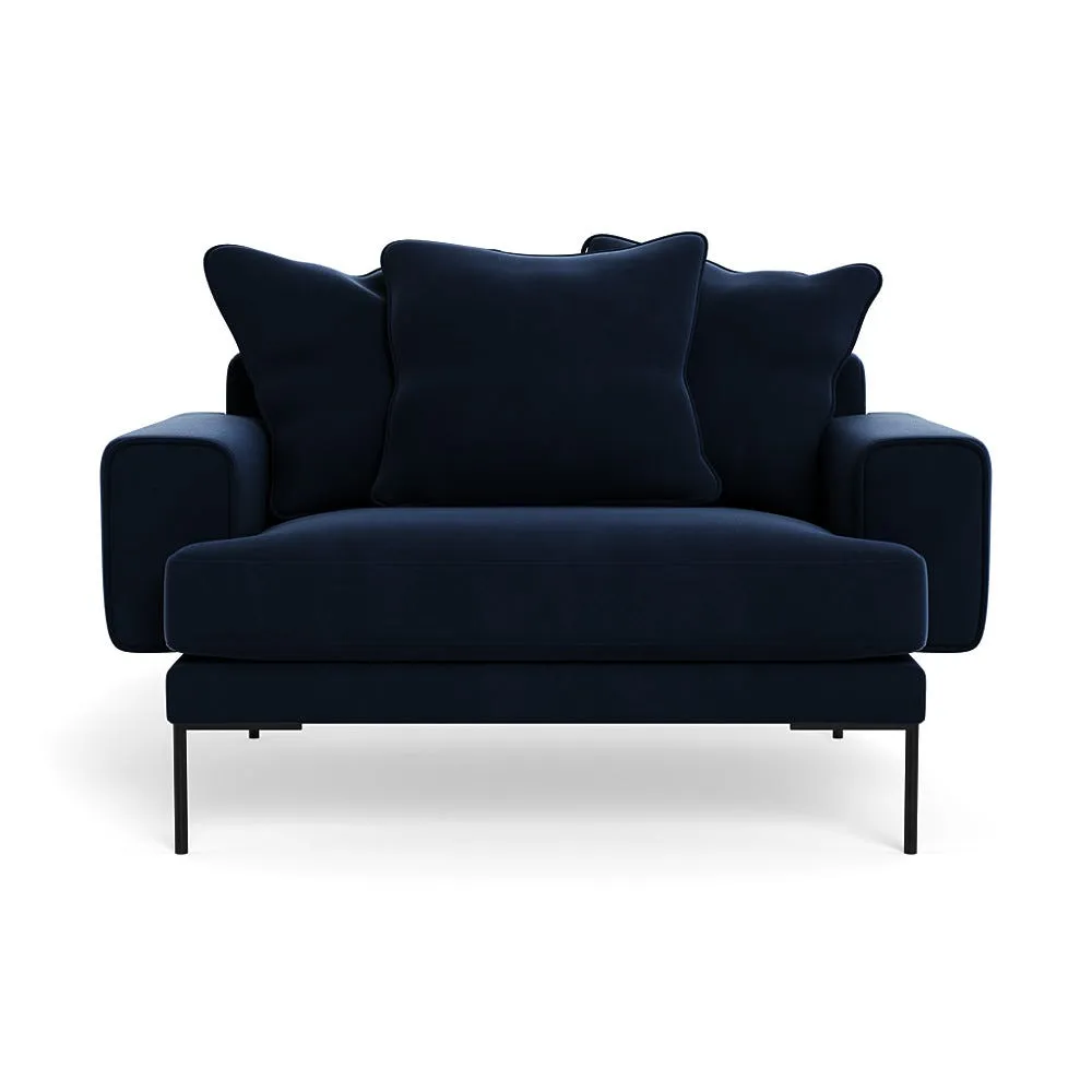 Heal's Torrington Loveseat Smart Velvet Dusk Black Feet 1