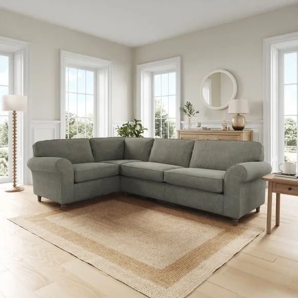 Flori Tonal Plush Chenille Corner Sofa 1
