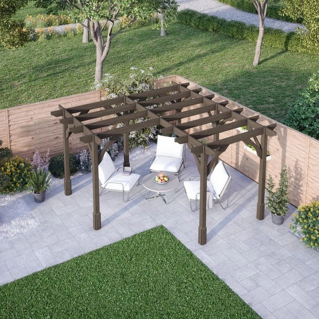 Rutland County Garden Furniture Ltd Corner Pergola - Wood - L420 x W420 cm - Rustic Brown 3