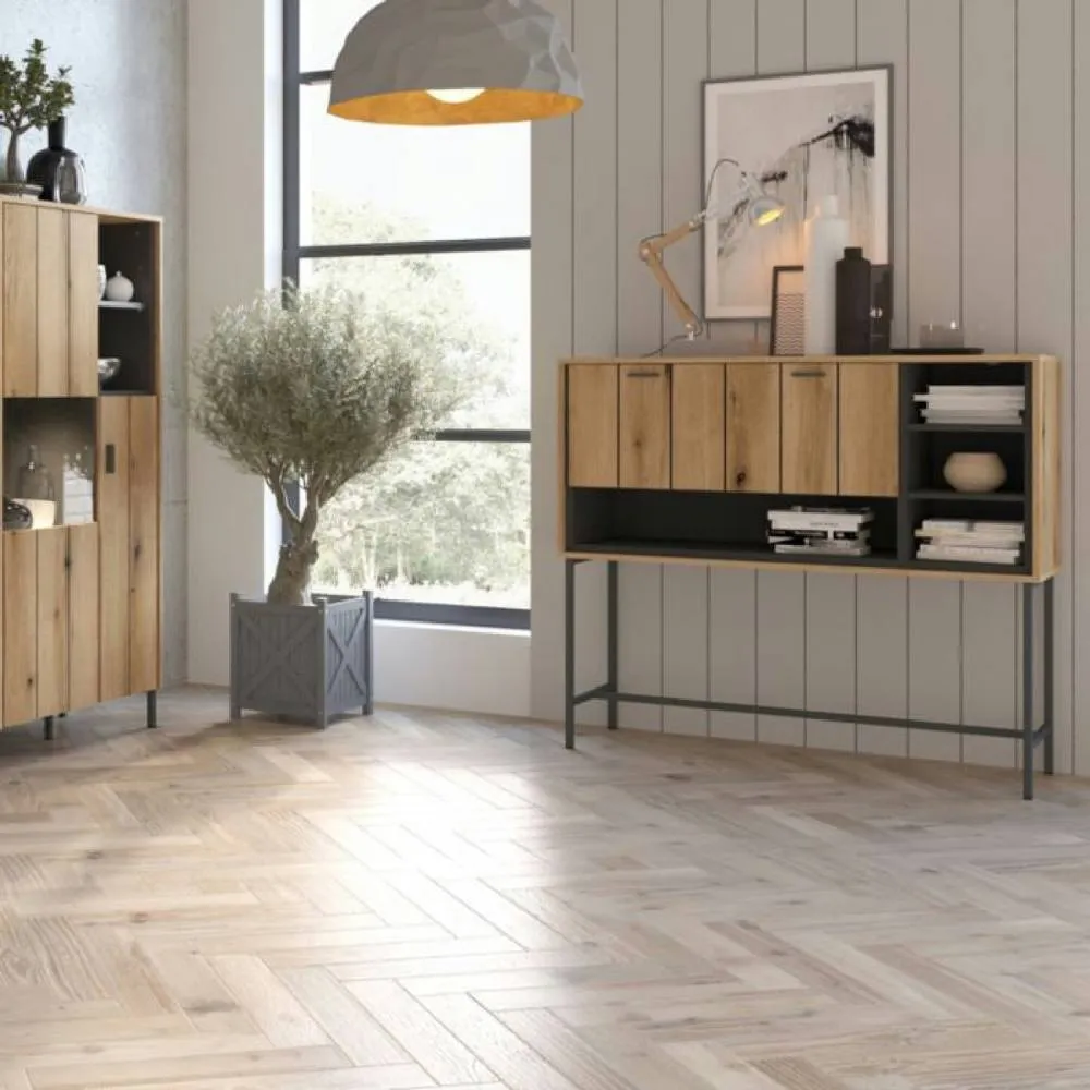 netfurniture Soho Bar Table with 1 Flap in Oak/Grey in Brown 4