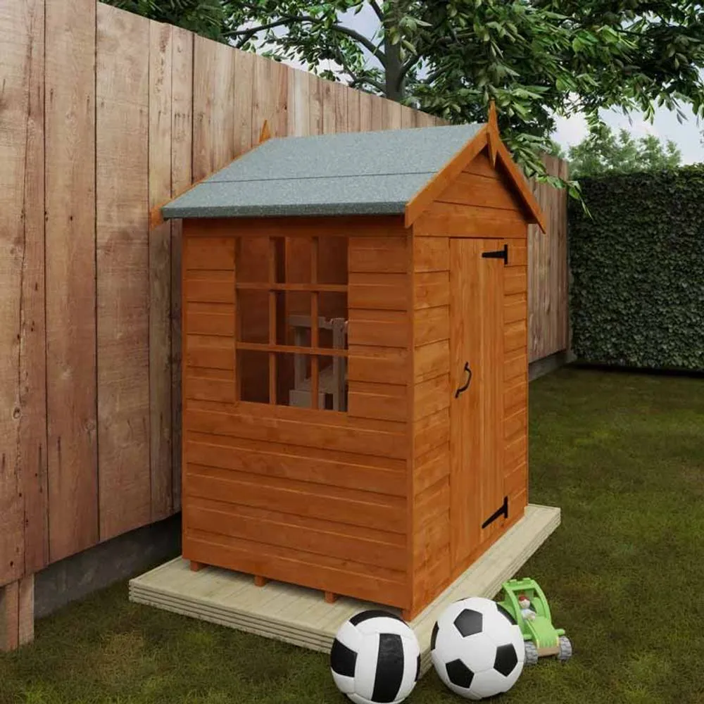 Buttercup Farm 3 x 4 Feet Mini Den 12mm Shed - Solid Wood/Softwood/Pine in Burnt Orange 3