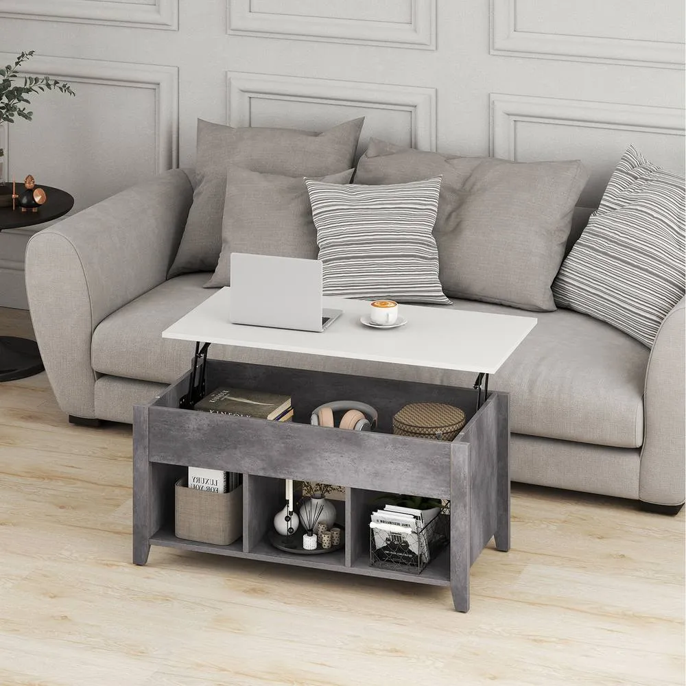Costway Lift Up Coffee Table Rising Center Table Accent Table w/ Lift Top-Grey in Grey 6