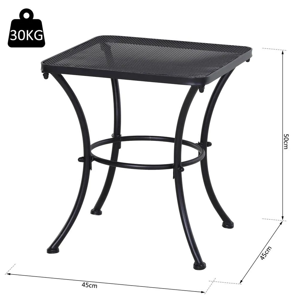 OUTSUNNY 45cm Square Metal Outdoor Patio Bistro Table Coffee Desk Black 3