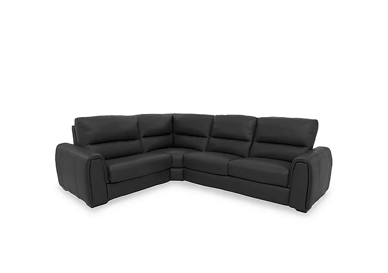 Flex Leather Small Left Hand Facing Corner Sofa - Classic Black