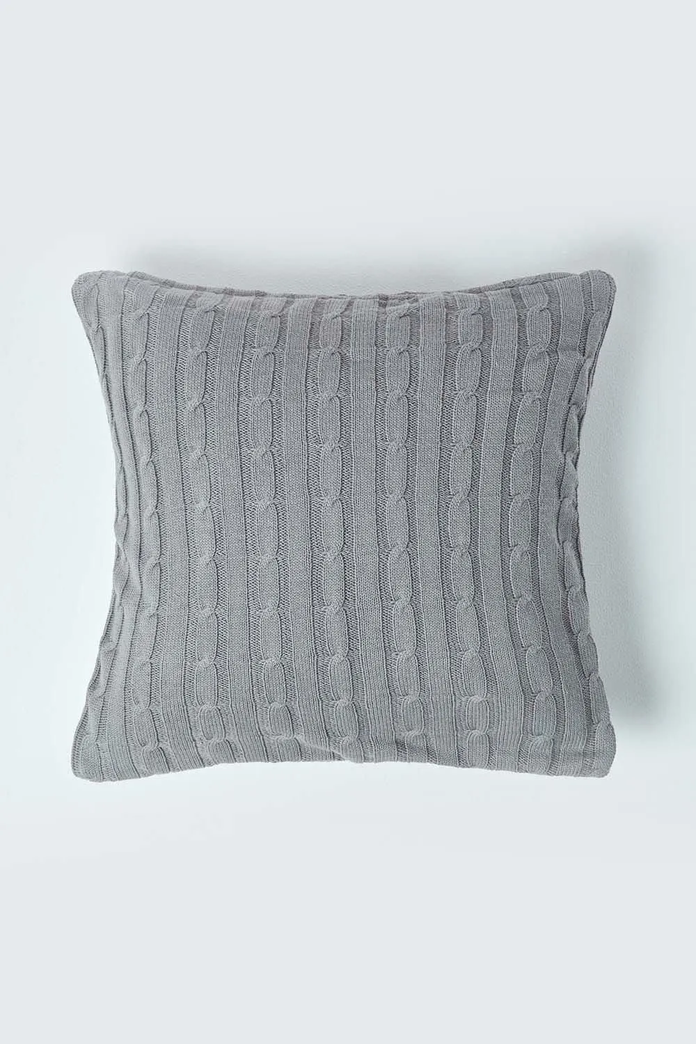 Homescapes Cotton Cable Knit Cushion Cover, 45 x 45 cm in Grey 1