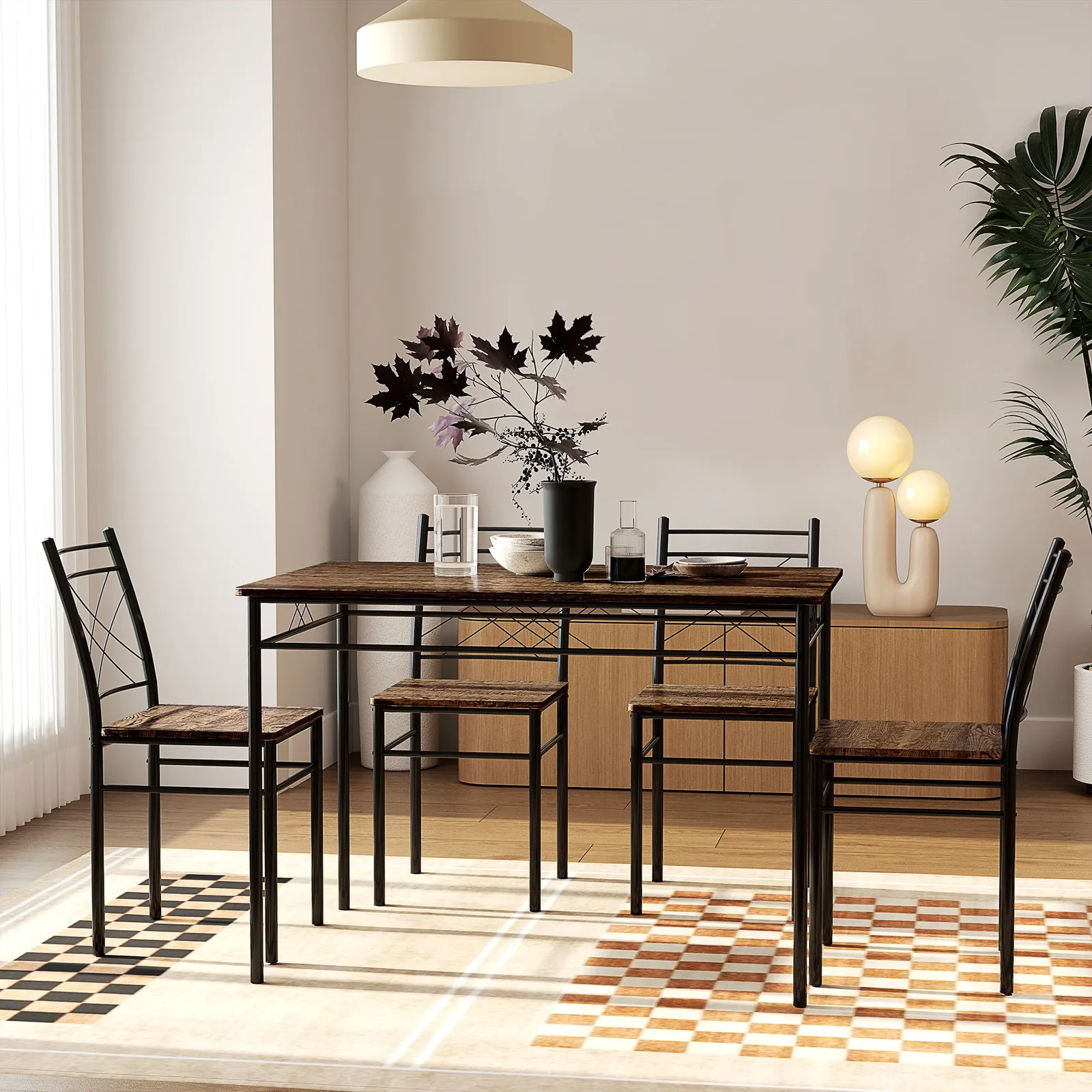 HOMCOM 5 Piece Dining Table & Chairs Set, Space Saving, Oak in Light Oak