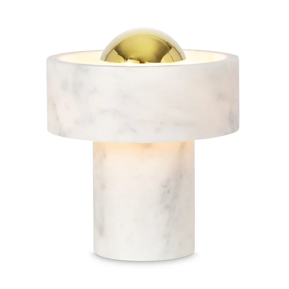 Tom Dixon Stone LED Portable Table Lamp White & Gold 2