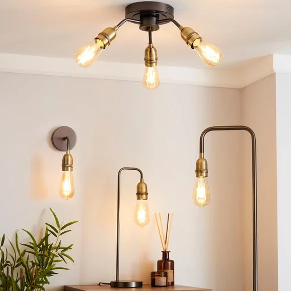 Marsden Antique Brass Industrial Wall Light 6