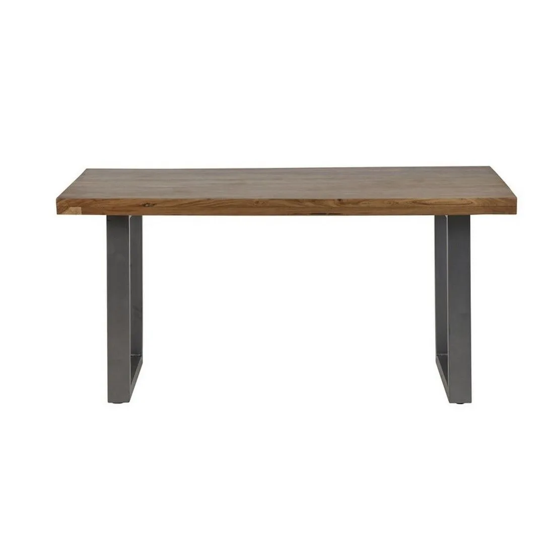 Indian Hub Metropolis Industrial Dining Table - Metal/Acacia Solid Wood - L85 x W160 x H76 cm in Brown